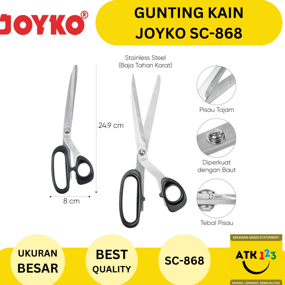 

KODE T53Q Gunting Kain Stainless Steel Scissors Joyko SC868