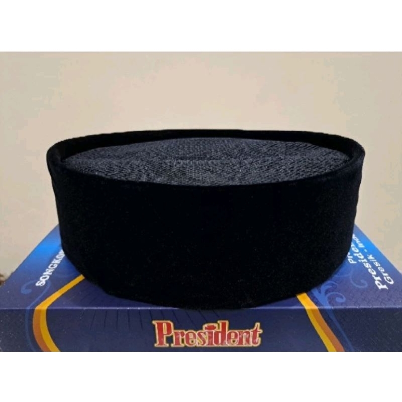 Songkok Peci President Full AC Tinggi 9 kopiah polos hitam peci president
