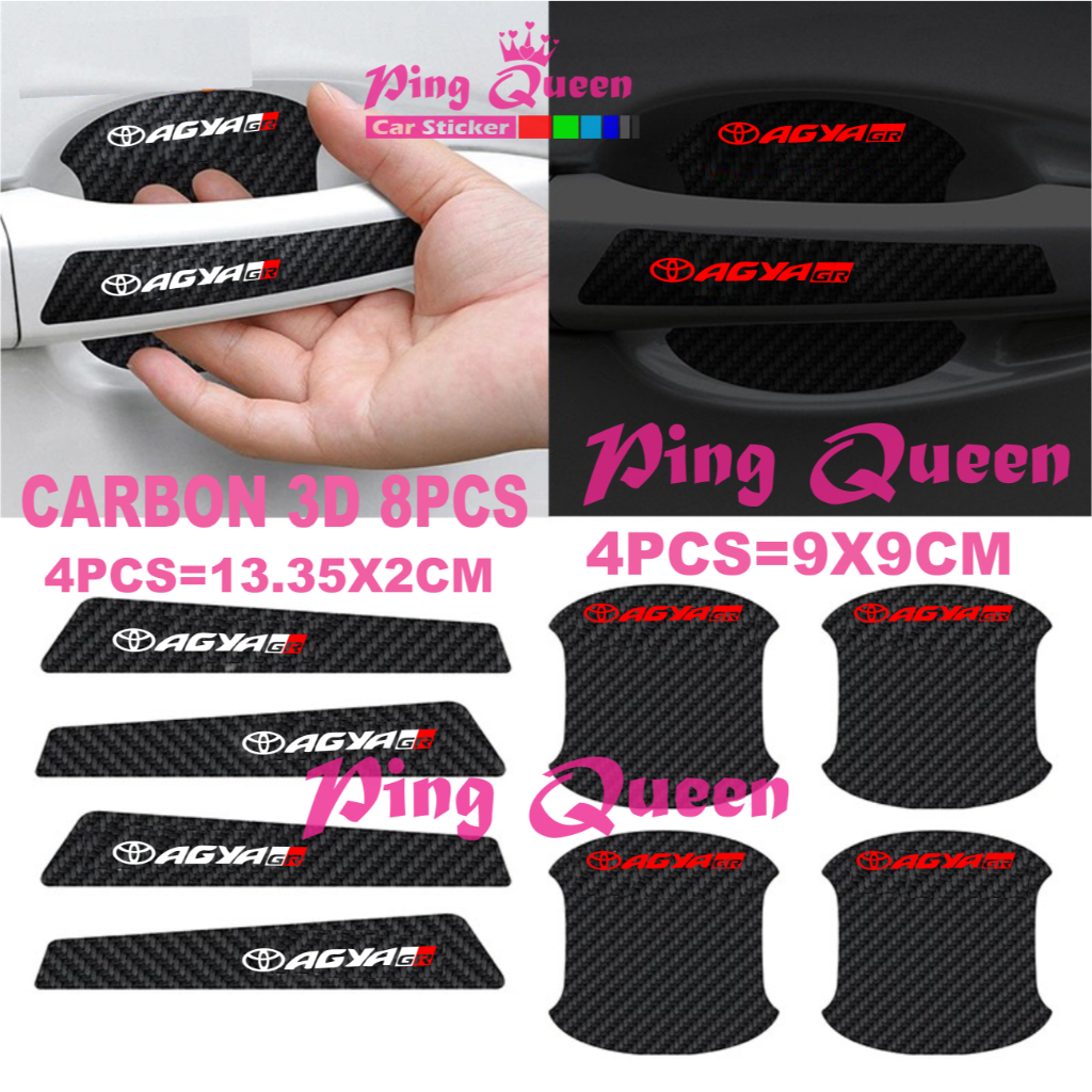 8PCS STICKER HANDLE MOBIL AGYA-GR STICKER PELINDUNG HANDLE GAGANG PINTU MOBIL TOYOTA AGYA-GR