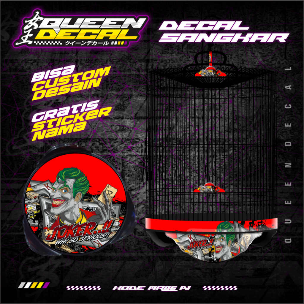 Decal Tebok Murai Stiker Sangkar Murai JOKER / Sticker Kandang Murai - MR