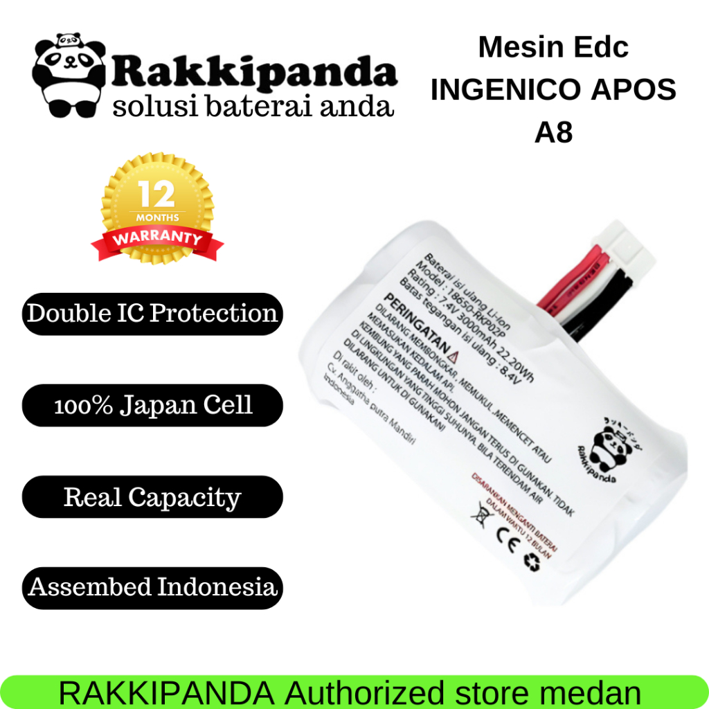 RakkiPanda - Baterai Mesin Ingenico Apos A8