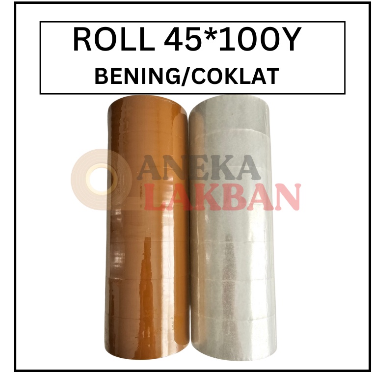 

KODE P35W 1 ROLL ISI 6 PCS HORICI LAKBAN OPP 2 INCH 45MM x 1 Yard ISOLASI BENING COKLAT TERMURAH