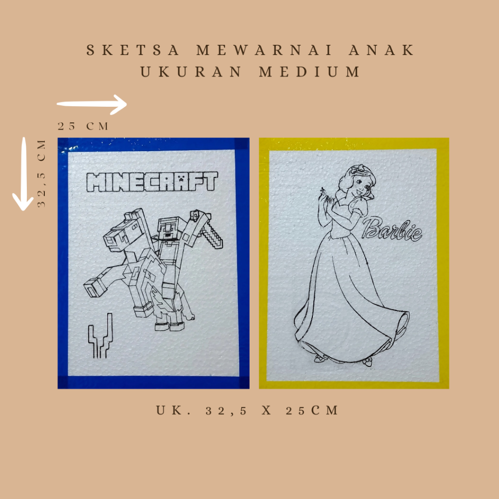 

Styrofoam ukuran 32 CM x 25 cm mewarnai karakter anak/ gabus melukis/ list lakban /paket pewarna