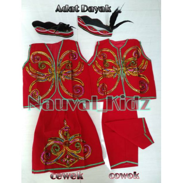 KODE W48Z Baju adat Kalimantan  dayak anak TK
