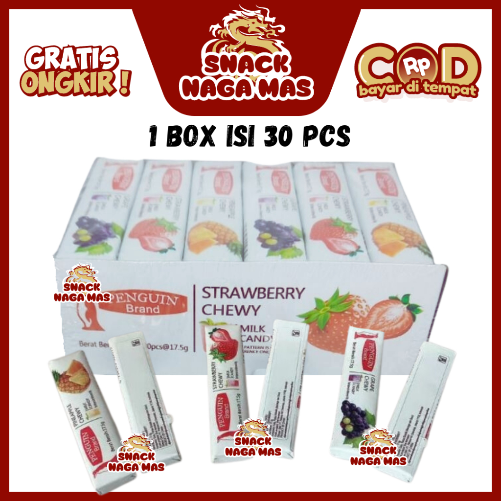 

FRUITY CHEWY TOFFEE PERMEN PINGUIN [1 BOX ISI 30 PCS]