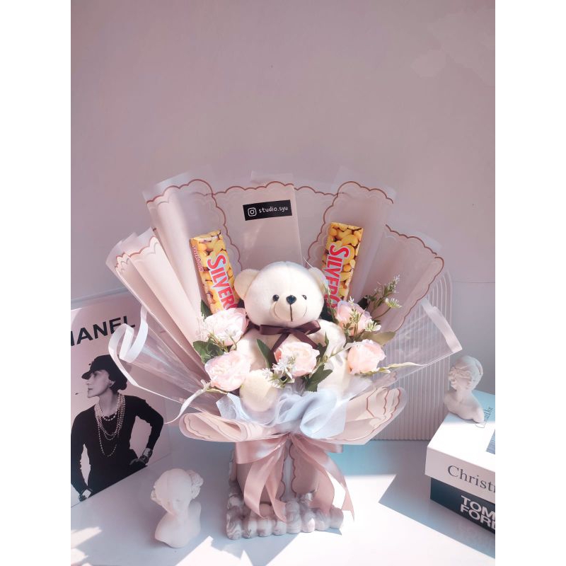 BUKET BONEKA COKELAT SILVERQUEEN / BUKET COKELAT / KADO ULANG TAHUN / KADO WISUDA / KADO ANNIVERSARY