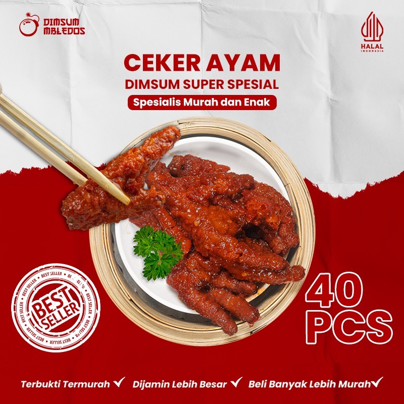 

Dimsum Ceker / Kaki Ayam Isi 40 Pcs Frozen Food Halal Mbledos Super Premium Grosir Pack