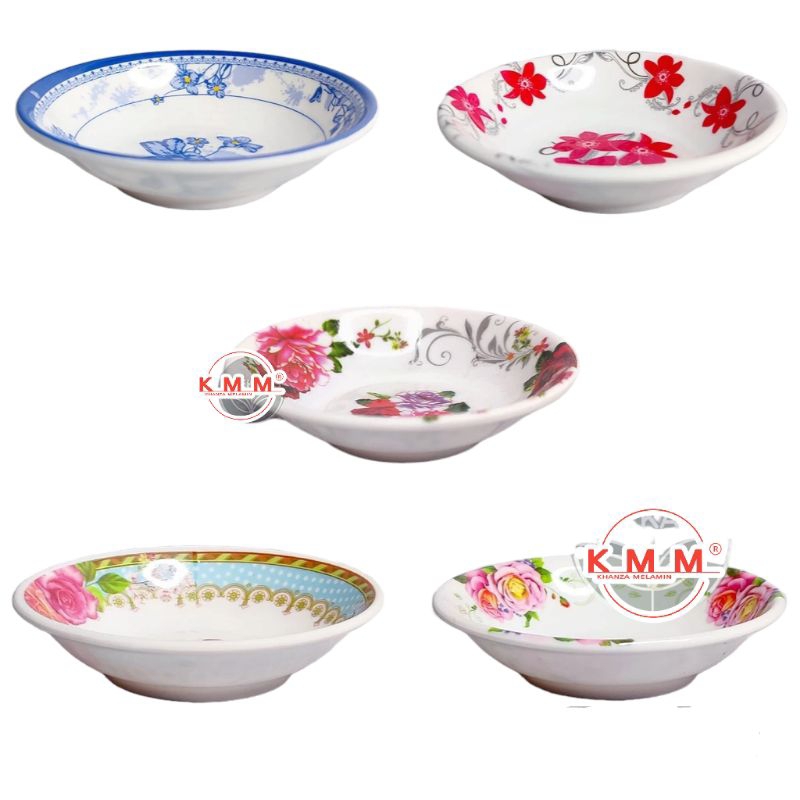 Piring Sambal Melamin - Piring Motif Bunga - Piring Kecil - Piring Saos