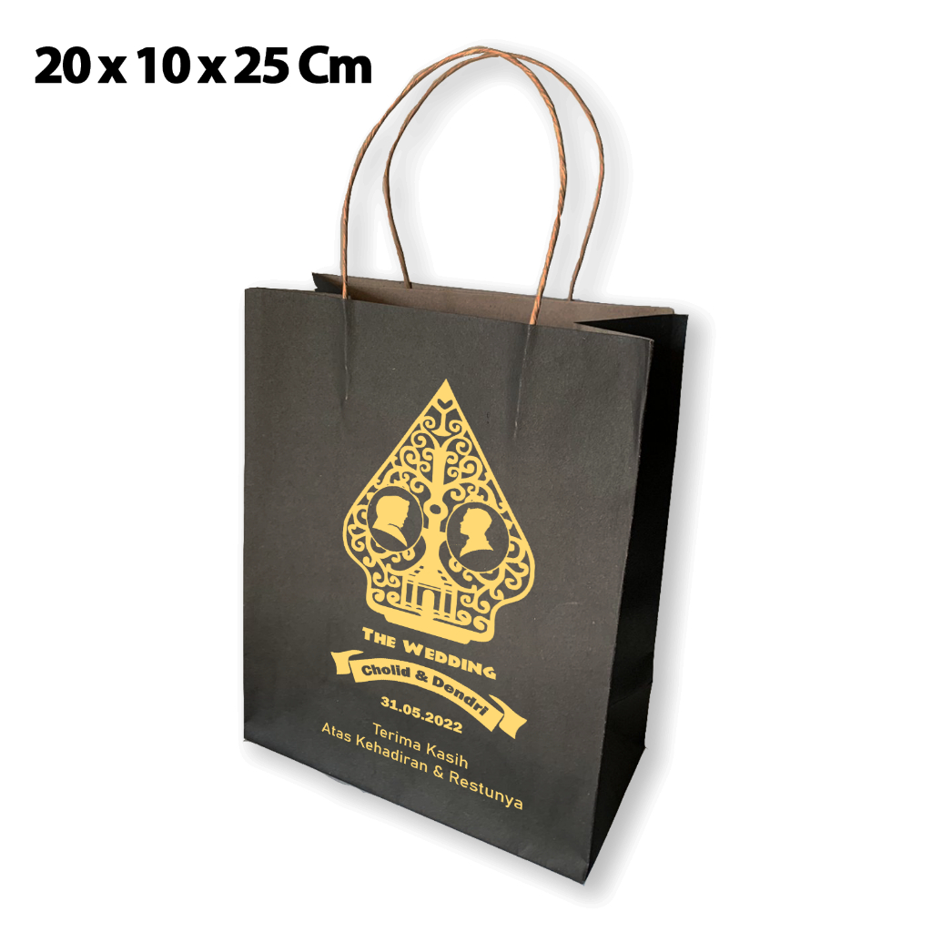 

Paper Bag Hitam Free Sablon Ukuran 20x10x25