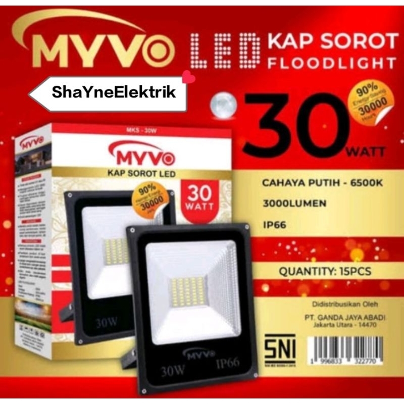 KAP SOROT LED 30 WATT / KAP SOROT MURAH 30 WATT / LAMPU TEMBAK MYVO 30 WATT MYVO MURAH