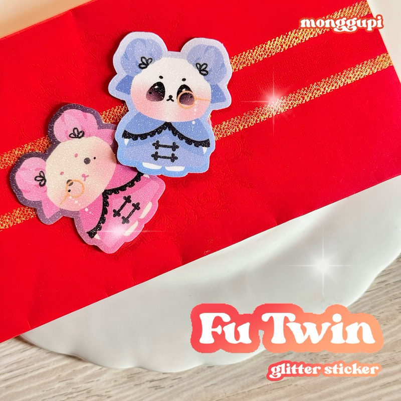 

[ monggupi ] kungfu twinnies glitter sticker for hongbao cute angpao