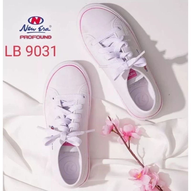 New Era 9031- Sepatu karet putih tali bahan pylon/Sepatu putih karet sneaker wanita