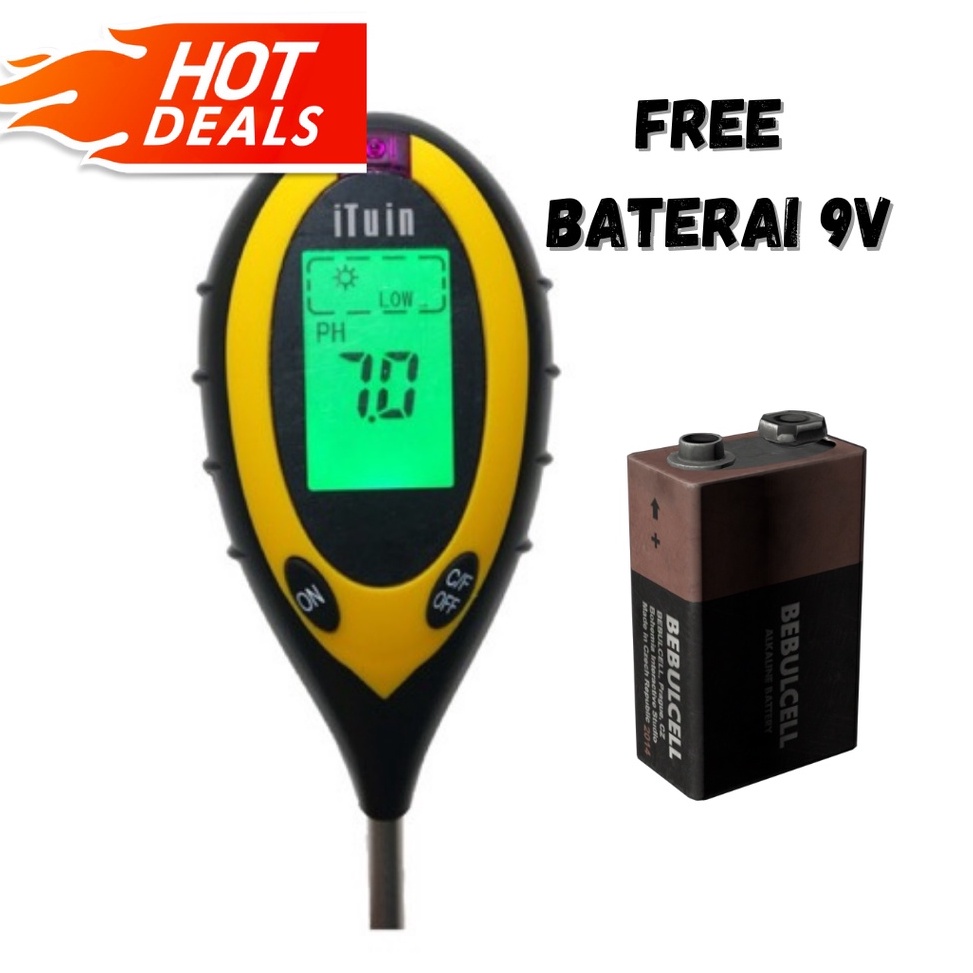 KODE C3Y BERGARANSI ORIGINAL Digital PH Meter tanah 4 in 1 iTuin ORI murah