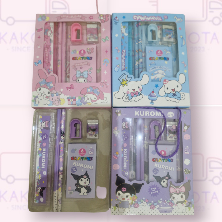 

Alat tulis set sanrio Box tali 6in1 kado anak