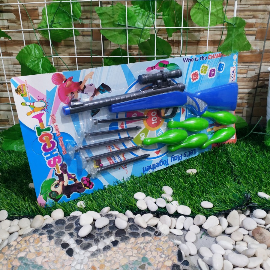 MAINAN TEMBAKAN SNIPER PELURU KARET TAGET BOWLING ANAK