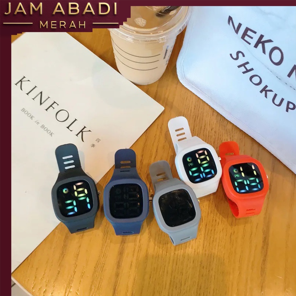 JAM TANGAN DIGITAL Wanita Pria Tahan Air Watch LED Font Warna-warni M139