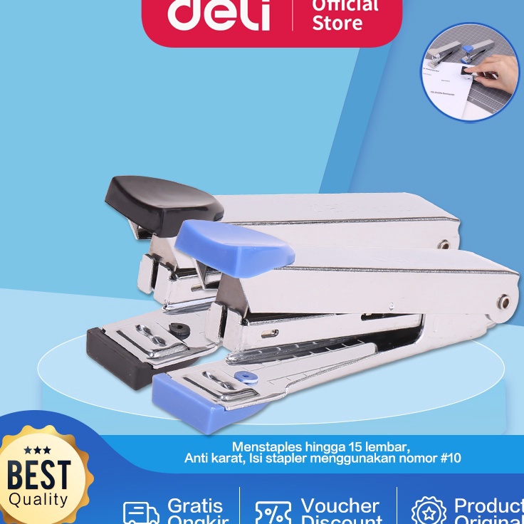

Dijamin Puas Deli Stapler Besi Mini Peralatan Kantor 1 Sheets E224