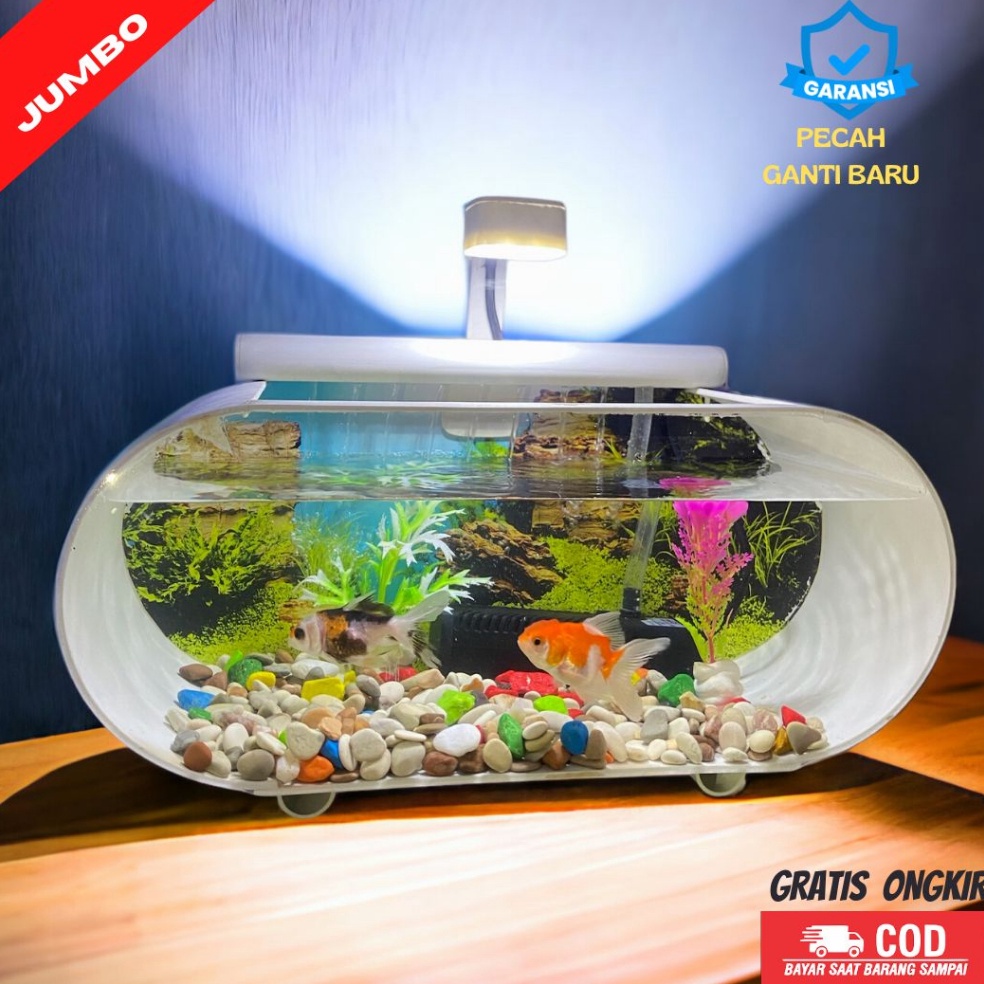 KODE X97S 1 Set lengkap aquarium kaca akrilik ukuran Besar 35x15x15 lengkap dengan mesin oxygn dan f