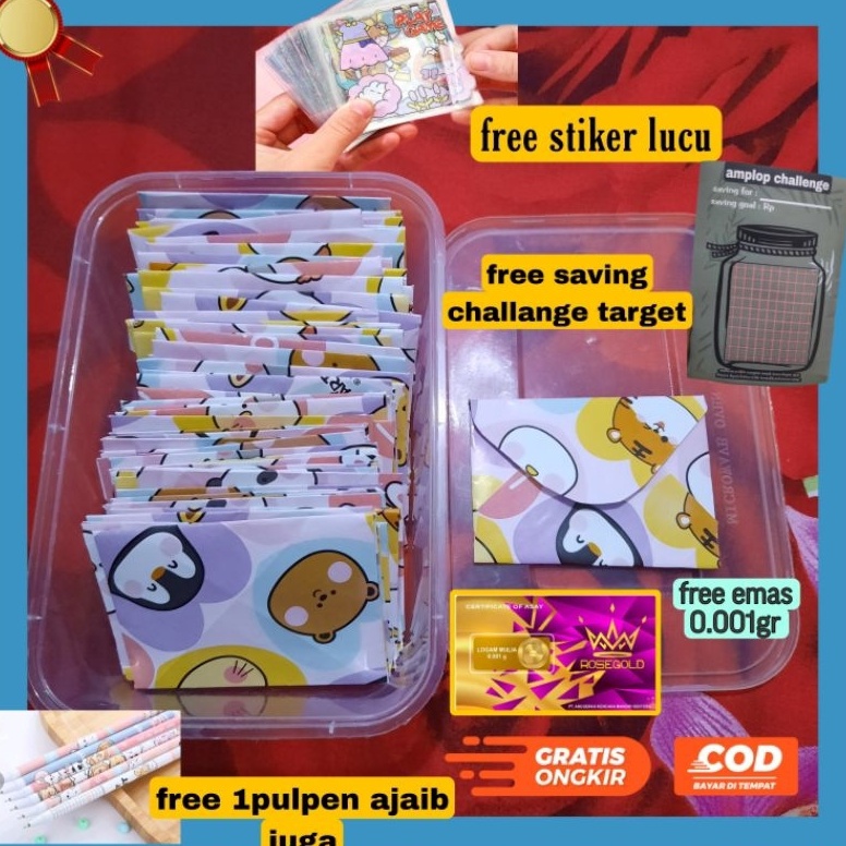 

KODE V56E saving challance 1 amplop amplop mini free box dan stiker amplop target menabung