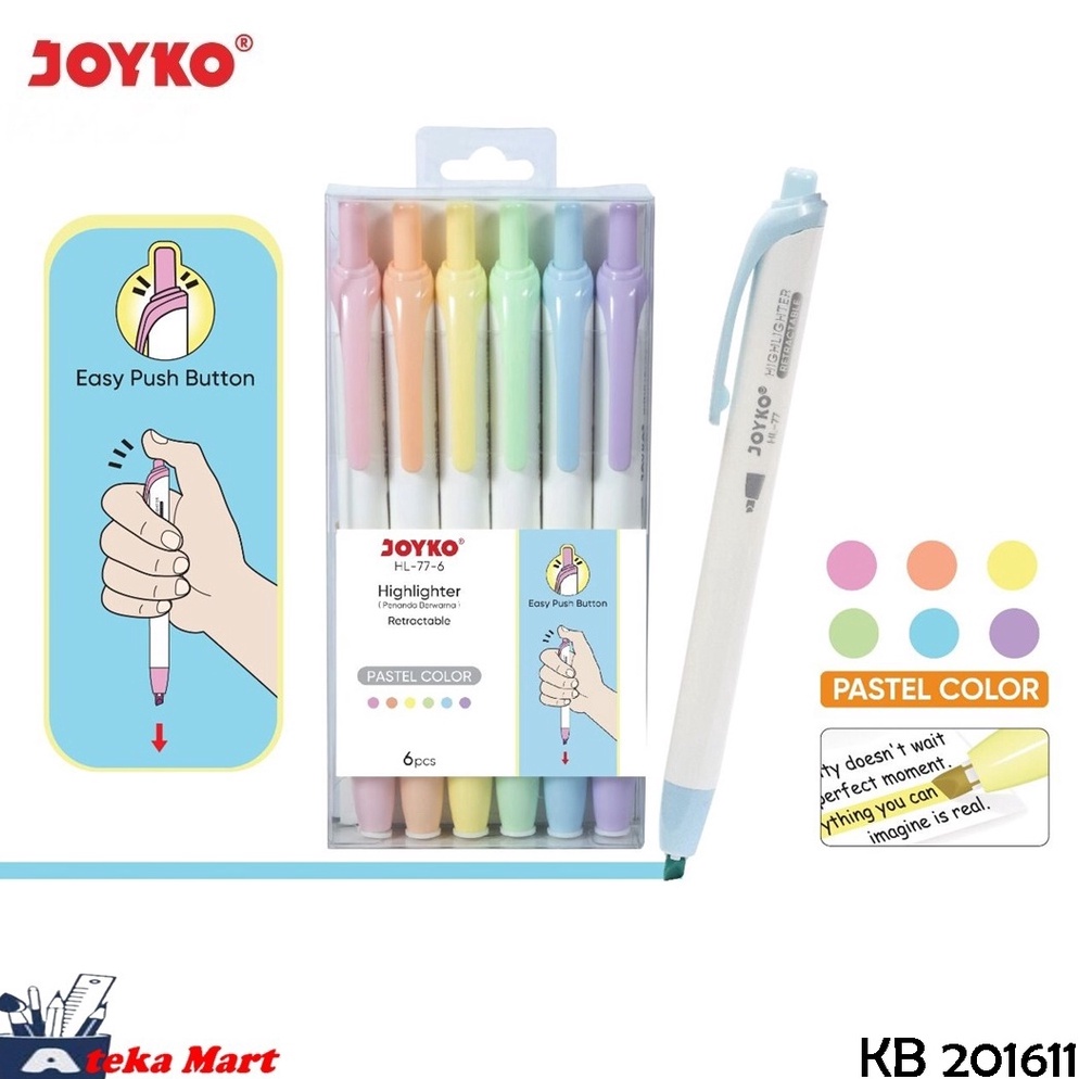 

KODE C4Z3 SET6PCS JOYKO HIGHLIGHTER HL776 TEXTLINER PENANDA TEXT