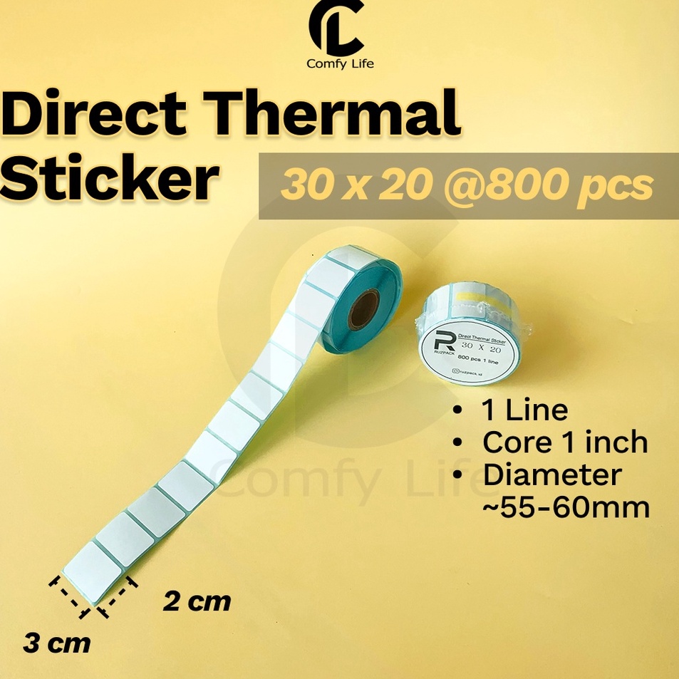 

First Sale DIRECT THERMAL STICKER 3x2 MM KERTAS LABEL STIKER BARCODE 1 LINE 8 PCS