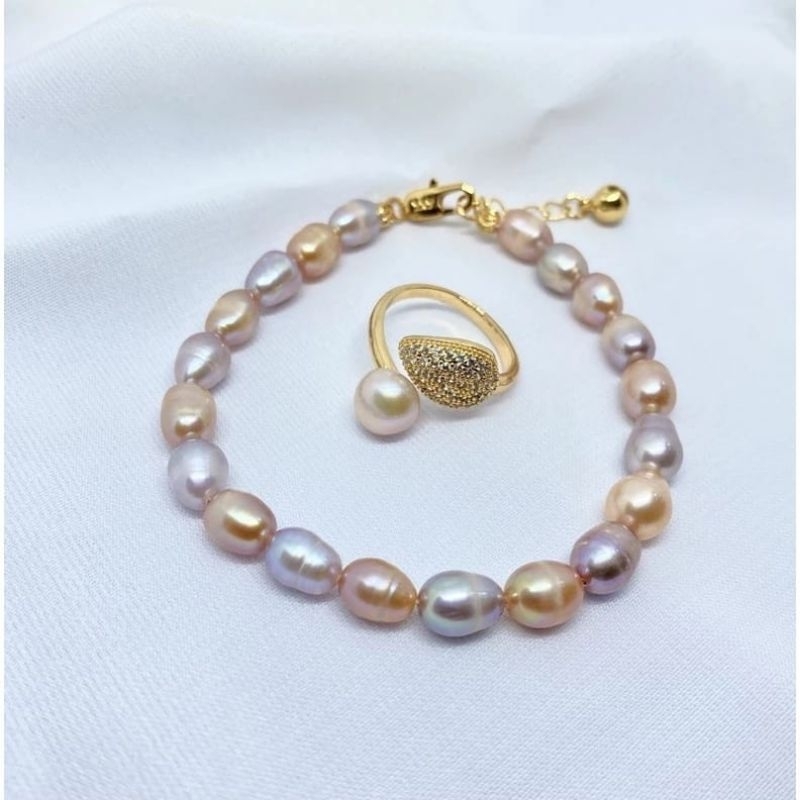 set mutiara asli lombok set gelang cincin mutiara lombok