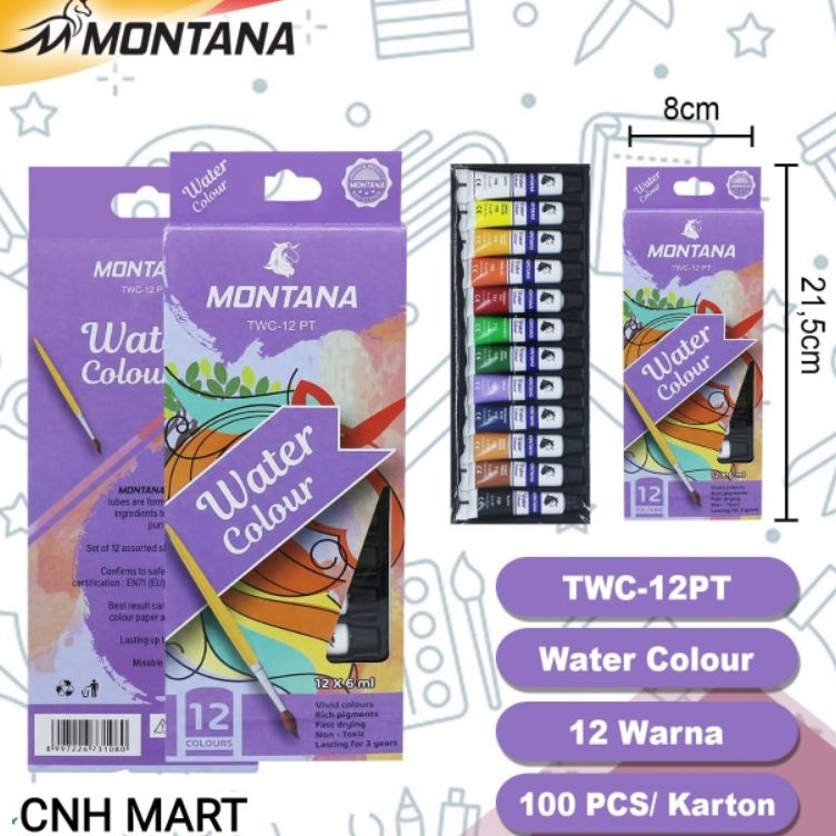 

Ready Hari Ini Montana WaterColor 12 Warna Cat Air Montana Tube