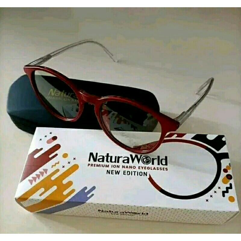 kacamata anti radiasi ion nano bulat merah new
