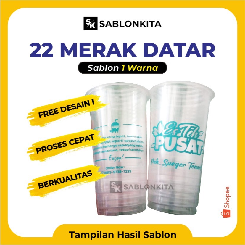 NO COD [[ SABLON CUP CUSTOM ]] DATAR 22 OZ MERAK 7 gr Plastik Gelas Bening Transparan Minuman