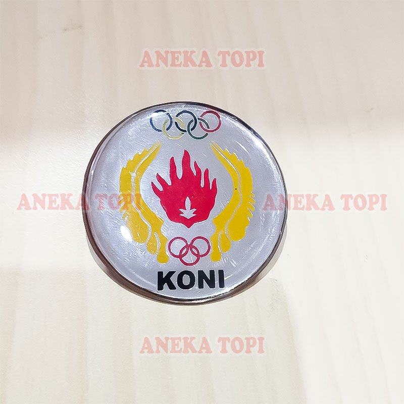 Pin KONI Model Bulat Lencana Logo KONI Pin Komite Olahraga Nasional Indonesia - Aneka Topi