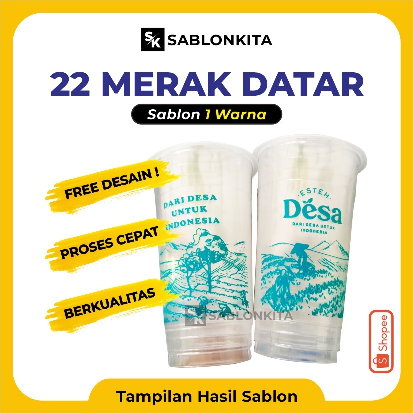 NO COD [[ SABLON CUP CUSTOM ]] DATAR 22 OZ MERAK 8 gr Plastik Gelas Bening Transparan Minuman