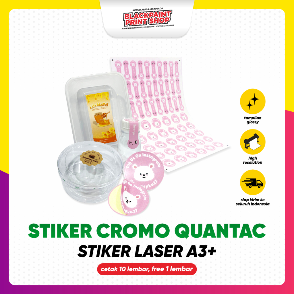 Stiker Label Laser A3+ Cromo Quantac/Stiker Kemasan/ Stiker Cromo/ Cetak Stiker (Satuan)