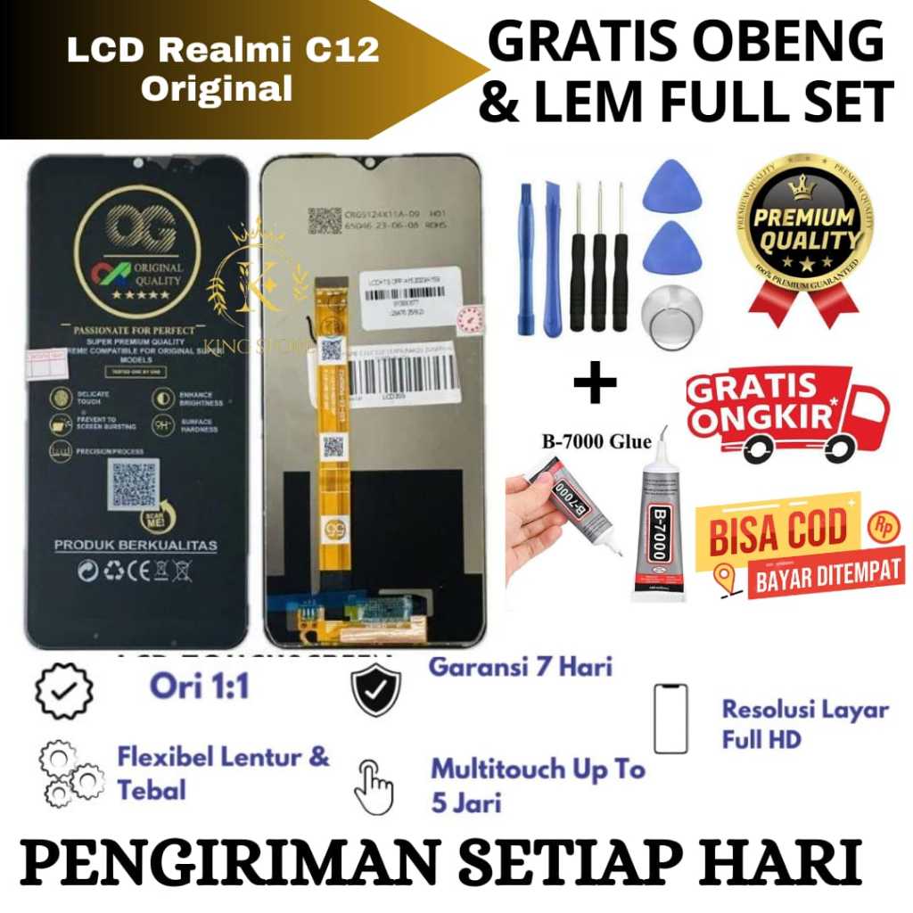 Lcd Touchscreen Realme C12 Original FullSet / Lcd Realme C12 Original Garansi Pabrik FullSet Obeng D