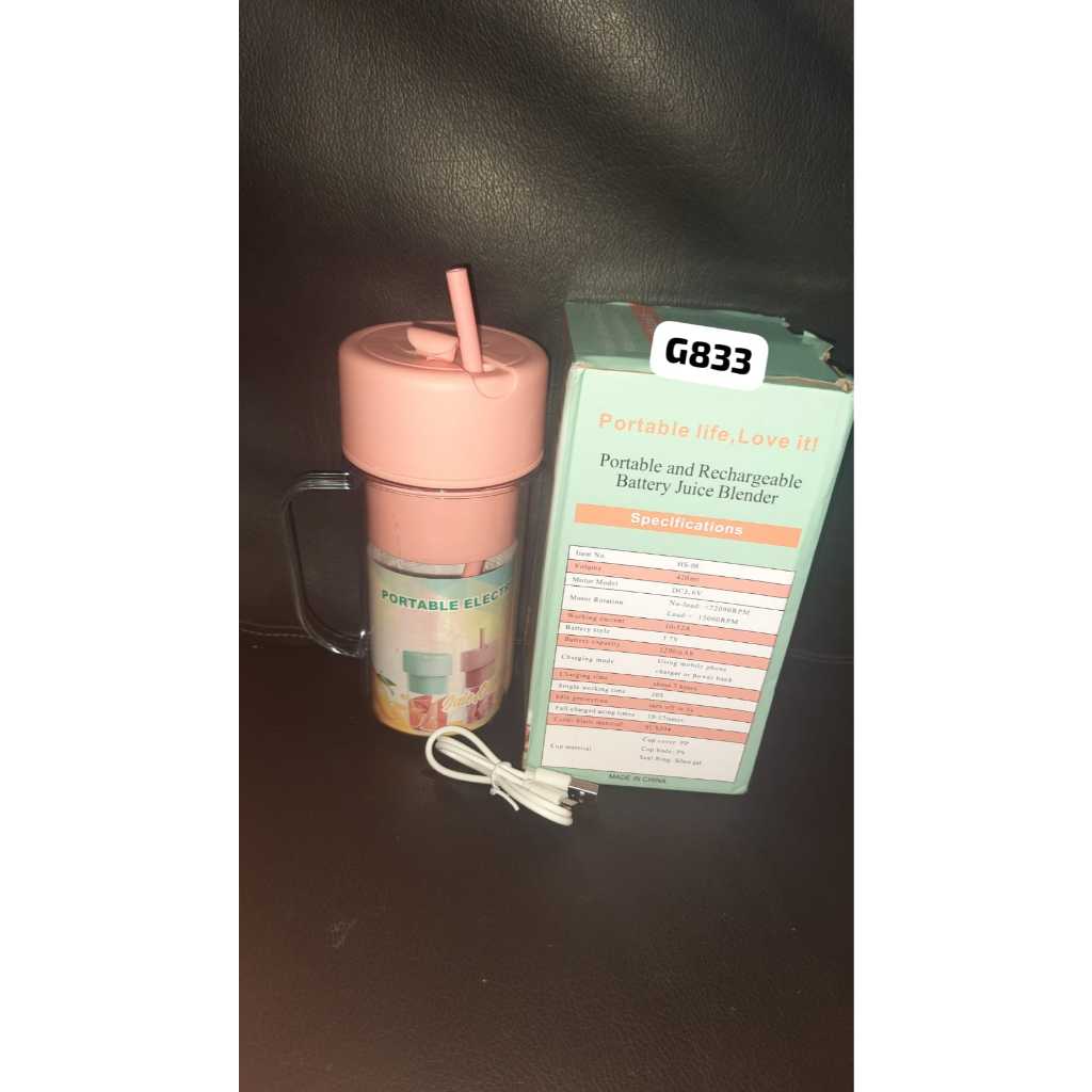 G833 BLENDER JUS JUICER BUAH MINUMAN GELAS CAS CASAN BATERAI PORTABLE MINI CUP BLENDERi