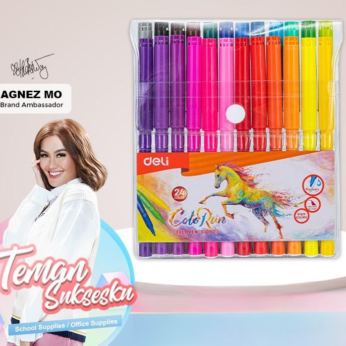 

Deli EC10023 School Felt Pen/Spidol Warna-Felt Pen Washable 24 WARNA