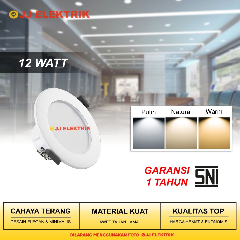 Lampu Downlight LED 12W 12 Watt Inbow Tanam Plafon Warna Kuning Warm White atau Putih Lampu Rumah Ca