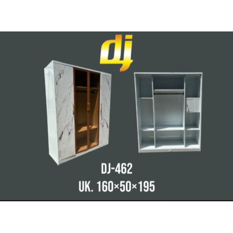 Lemari Pakaian plat besi 4 pintu buka tutup