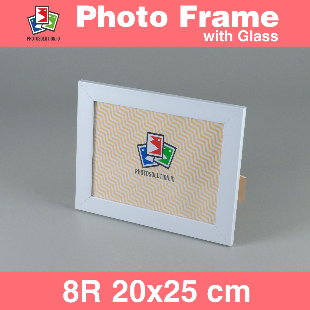 Bingkai Foto 8R Putih Minimalis PAKAI KACA - Photo Frame FM25