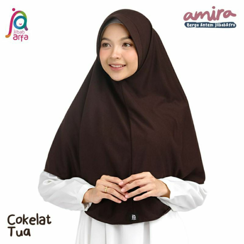 Amira Coklat Tua - Bergo Antem - Bergo Sekolah - Bergo Murah - Bergo Best Seller