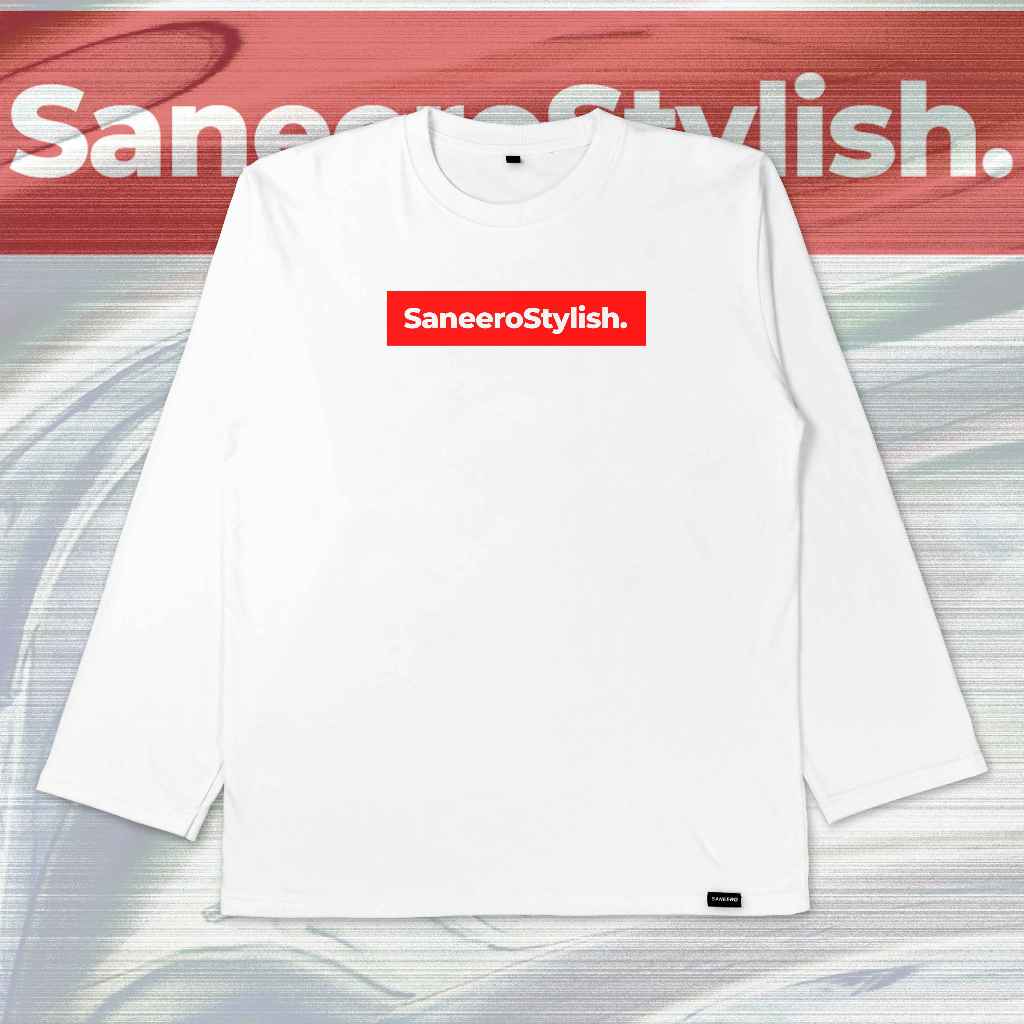 SANEERO - Longsleeve Doos White | Kaos Pria dan Wanita | Kaos Panjang