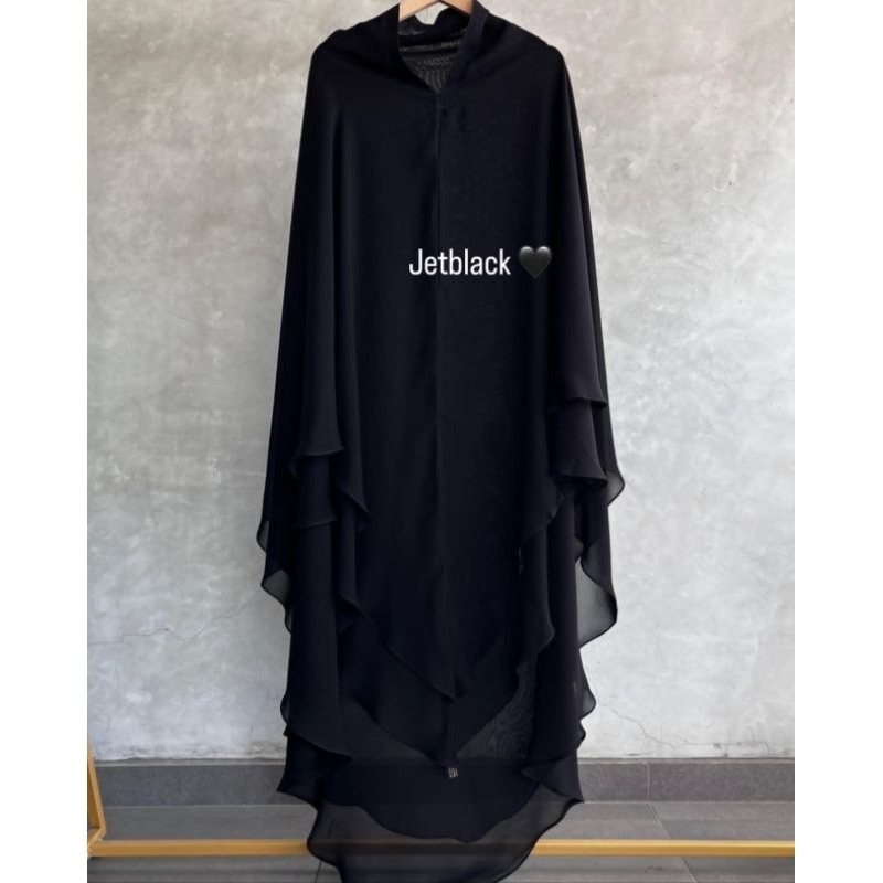 Khimar Ummarah Non Pad Shifon Arabeschi Jetblack by Aishmadina