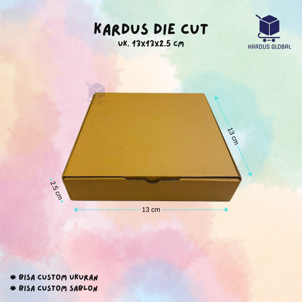 

KARDUS DIE CUT POLOS BARU UKURAN 13x13x2,5 CM