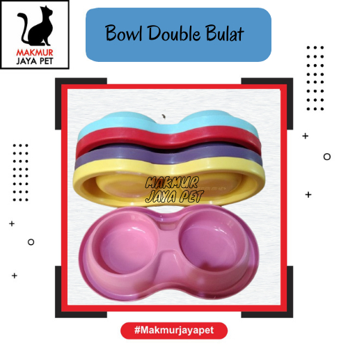 Tempat Makan Kucing Anjing / Bowl Double Bulat