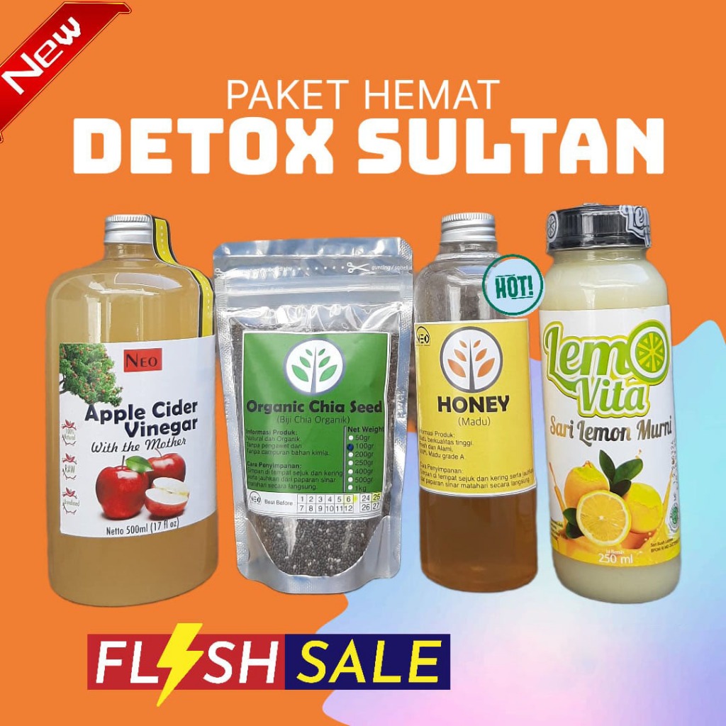 

Detox Sultan 1 bulan! Cuka Apel 500ml+Organic Chia Seed 100gr+Sari Lemon 250ml+Madu Organic 250ml