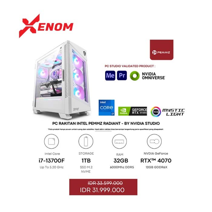 PC RAKITAN INTEL XENOM RADIANT - BY NVIDIA STUDIO | RTX4070