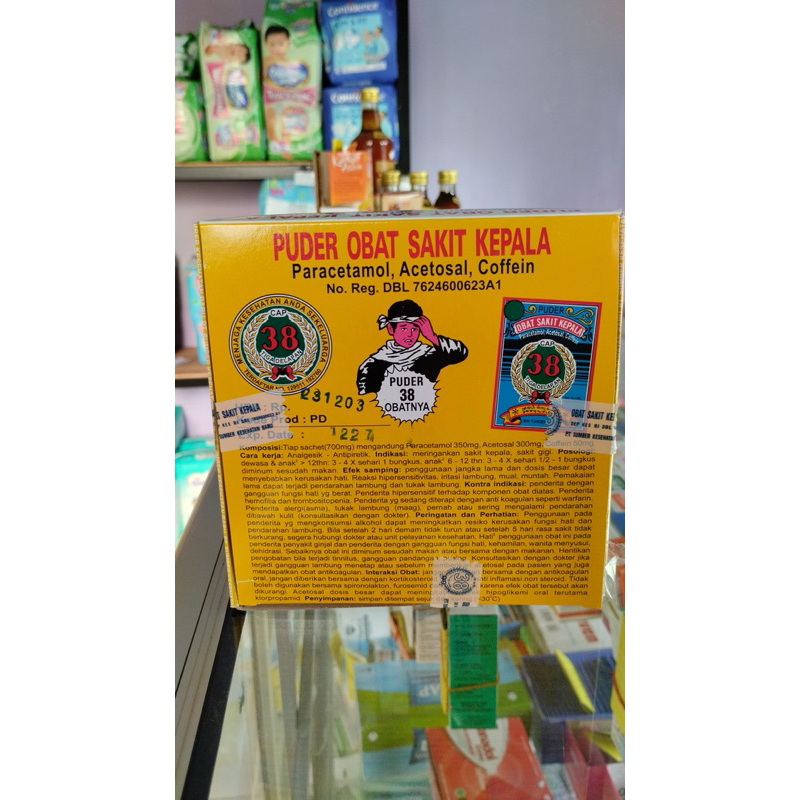 PUDER 38 ( Tiga delapan ) Obat sakit kepala/12 shet per pax