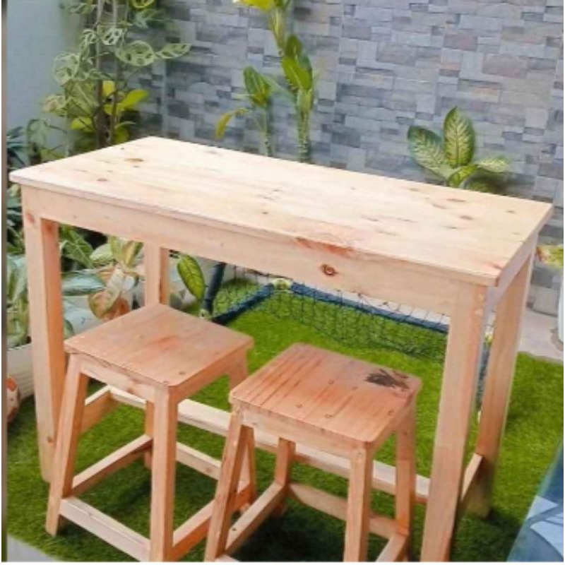 MEJA CAFE KAYU /MEJA MAKAN KAYU SATU SET