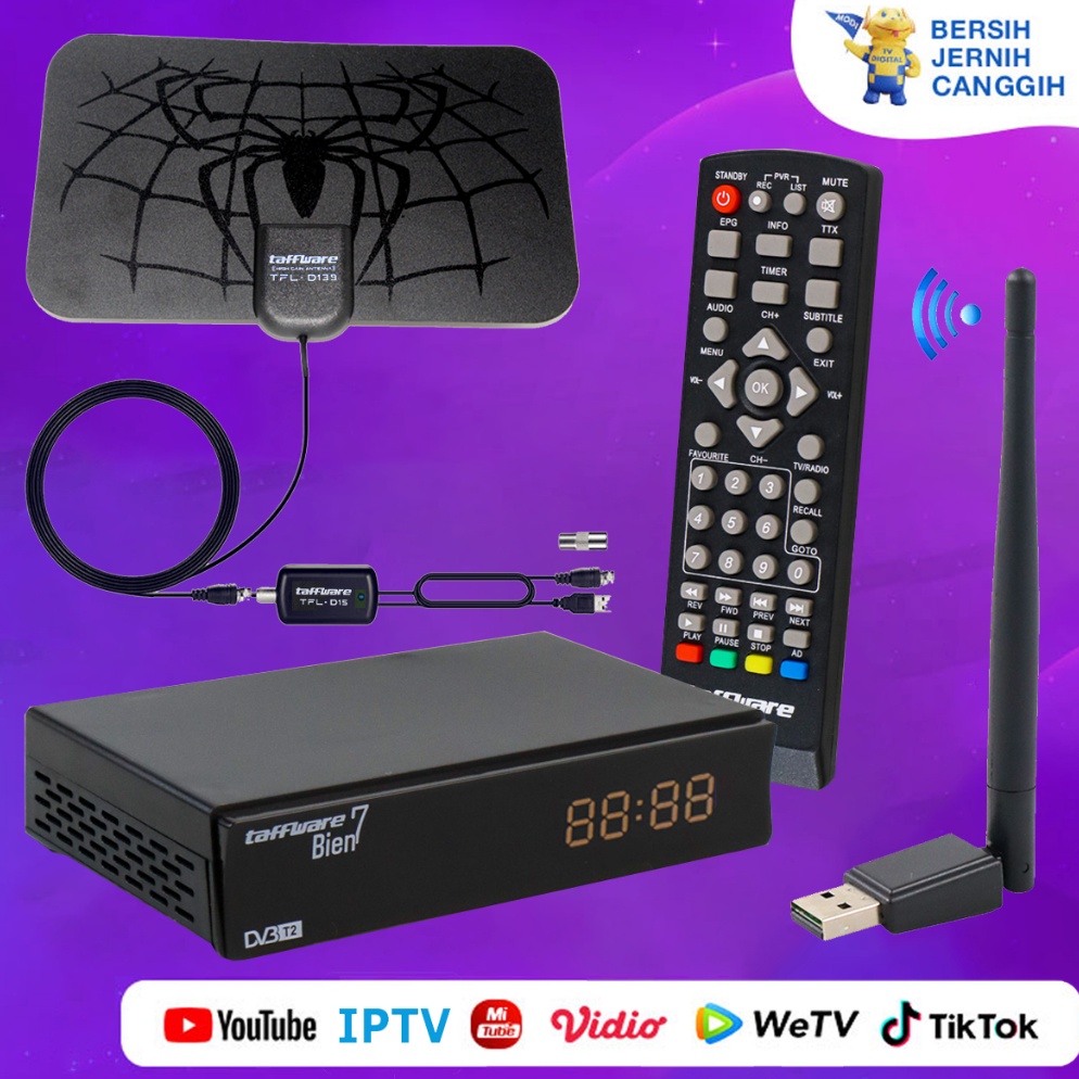 COD 1 SET STB BIEN7  ANTENA BOOSTER DIGITAL SET TOP BOX TV TABUNG LED SMART DVBT2 ANALOG SAMSUNG TG TOSHIBA SHARP POLYTRON ADVANCE MATRIX Berkualitas