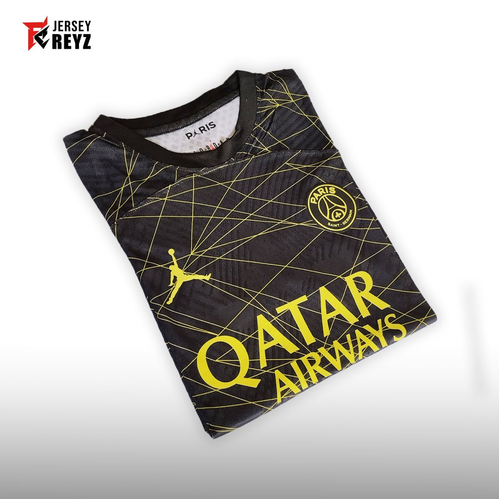 PLAYER ISSUE - Jersey PSG paris Fourth 4th hitam garis kuning musim 2022 / 2023 22/23