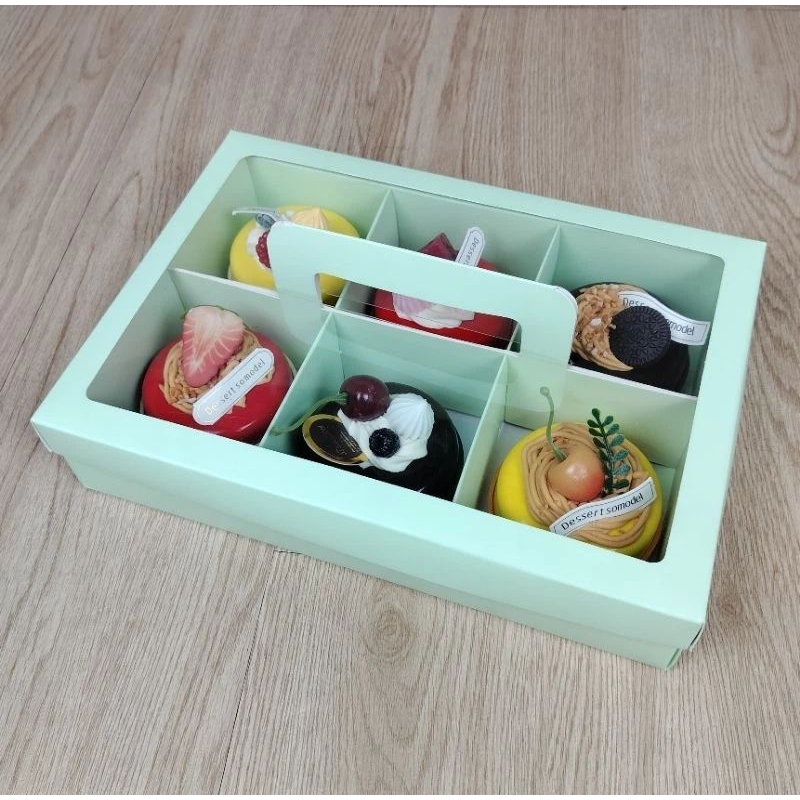 

BOX HANDLE SEKAT HIJAU MUFFIN, MOONCAKE, BROWNIES, SMALL PIE, DLL (4 atau 6 tray 7,5 cm)
